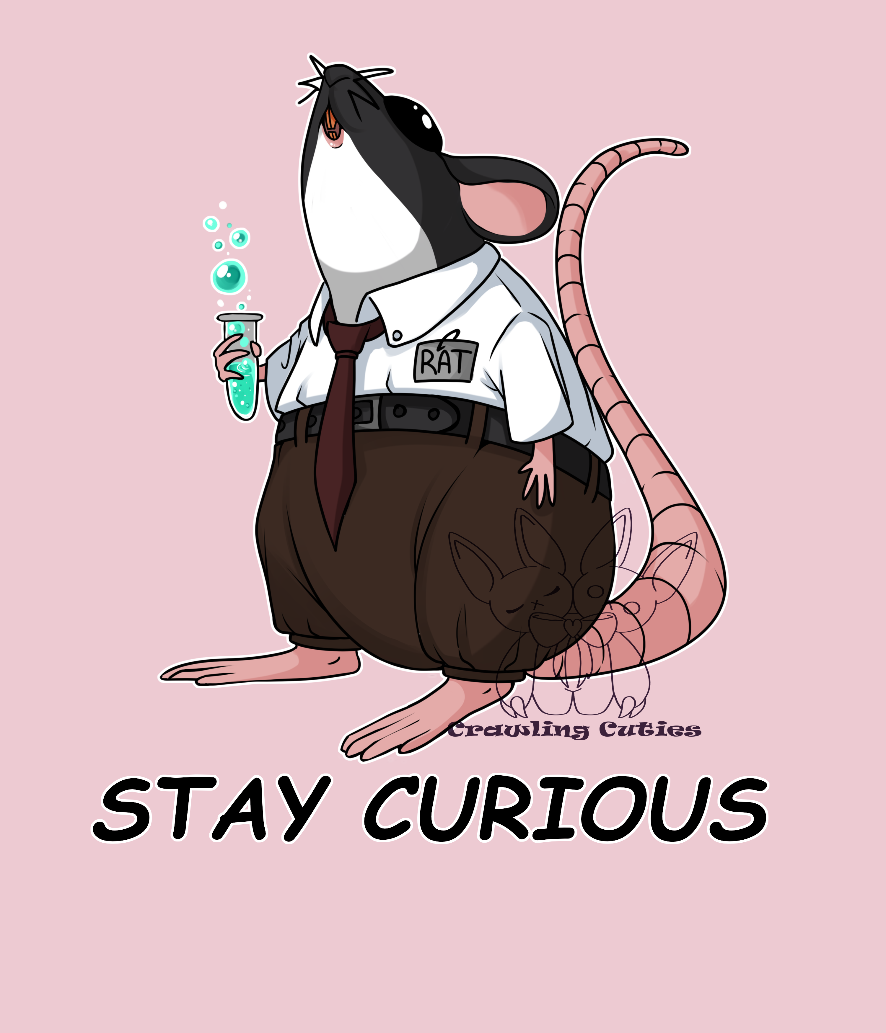 Stay curious! rat vinyl sticker