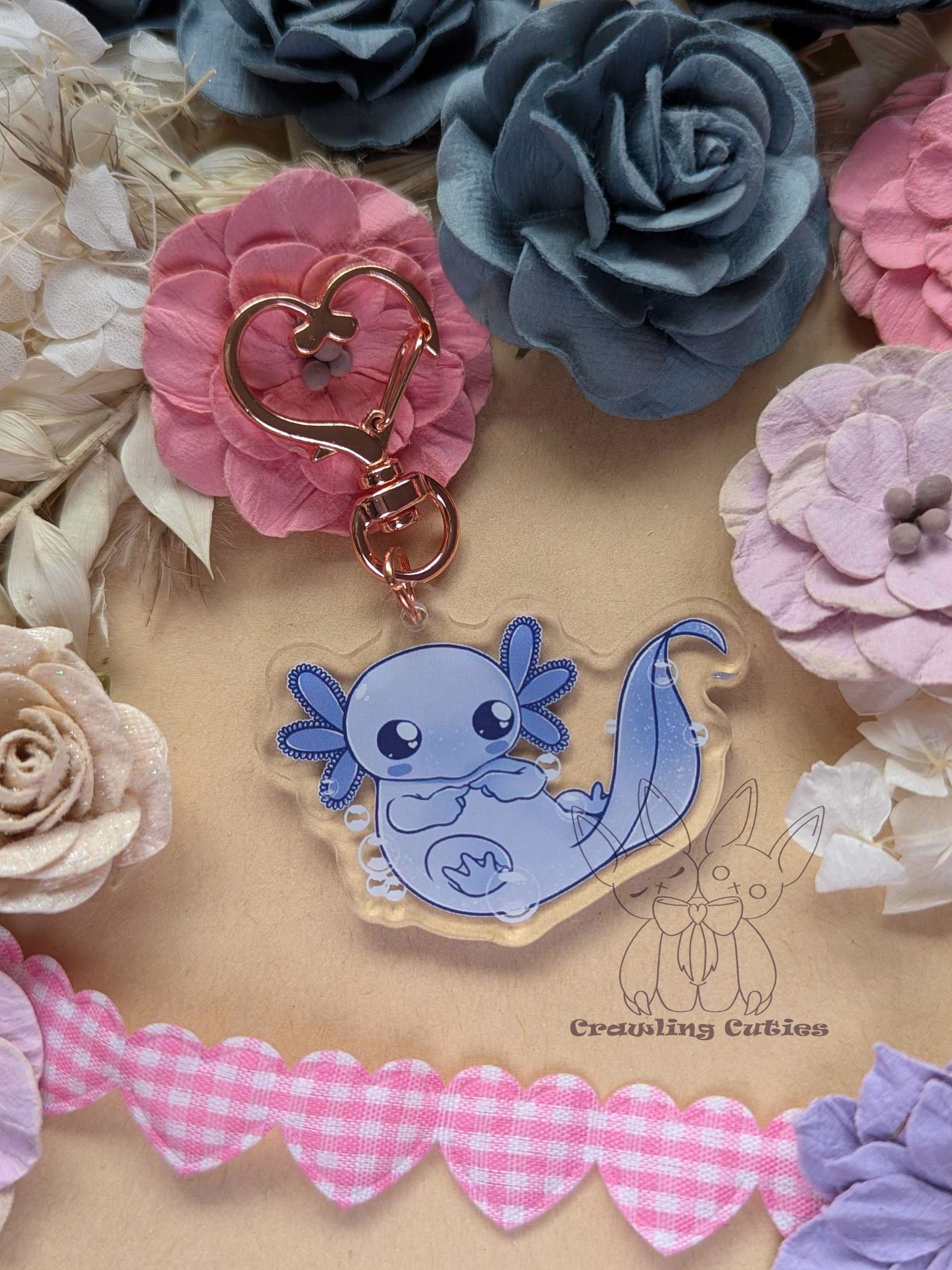 BLUE! Shy Axolotl Keychain SMALL!