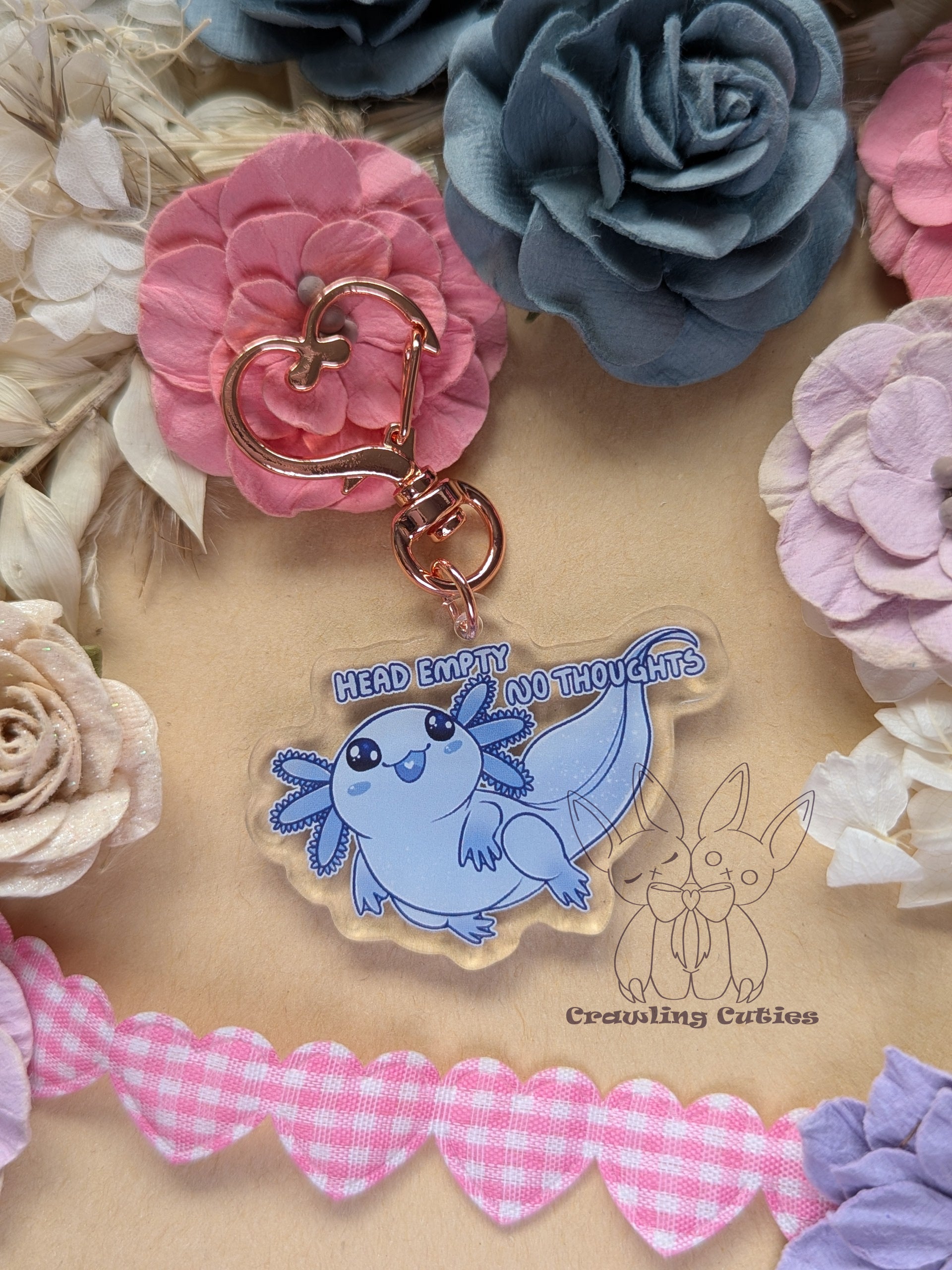 BLUE! Head Empty Axolotl Keychain SMALL!