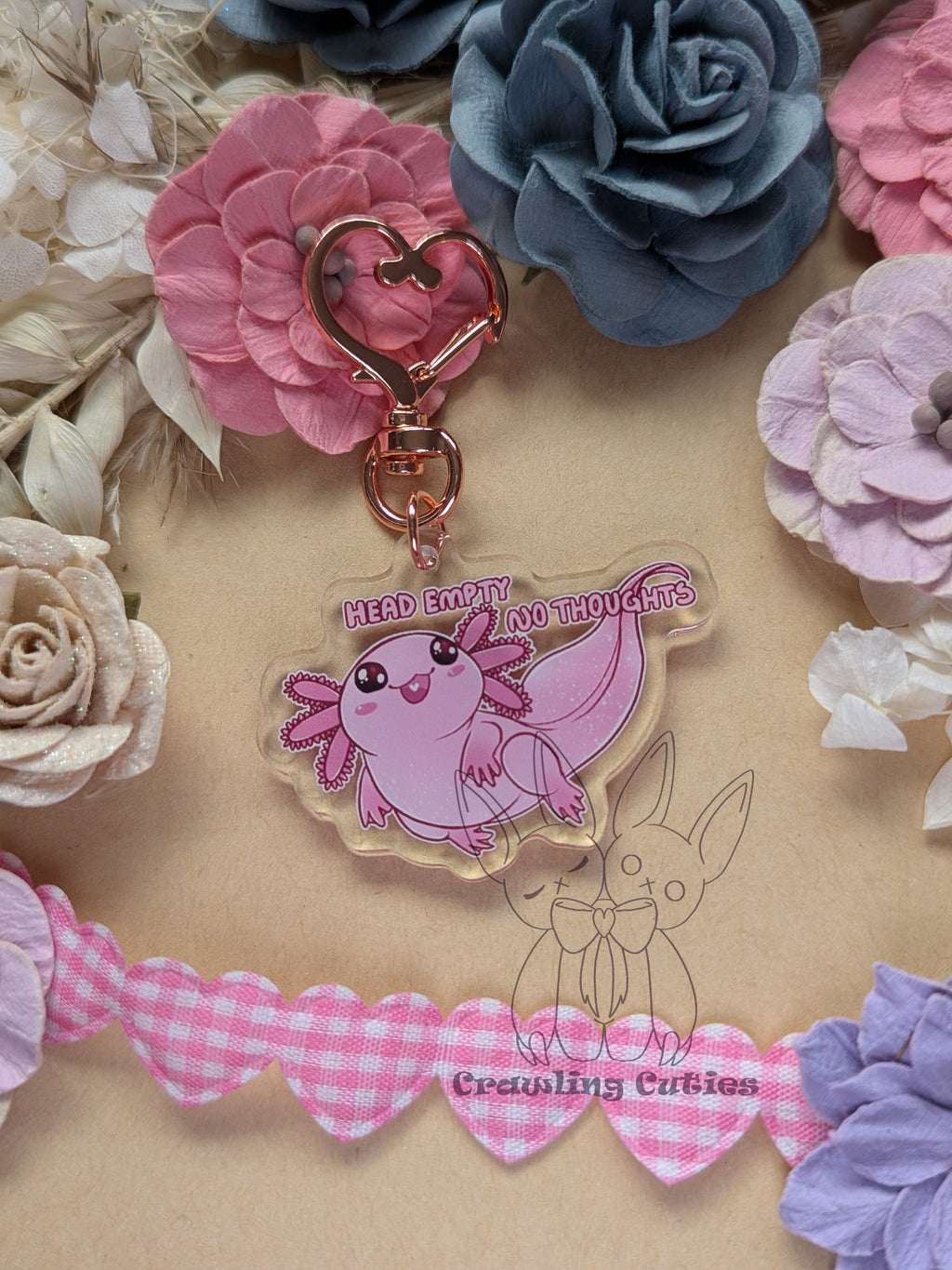 PINK! Head Empty Axolotl Keychain SMALL!