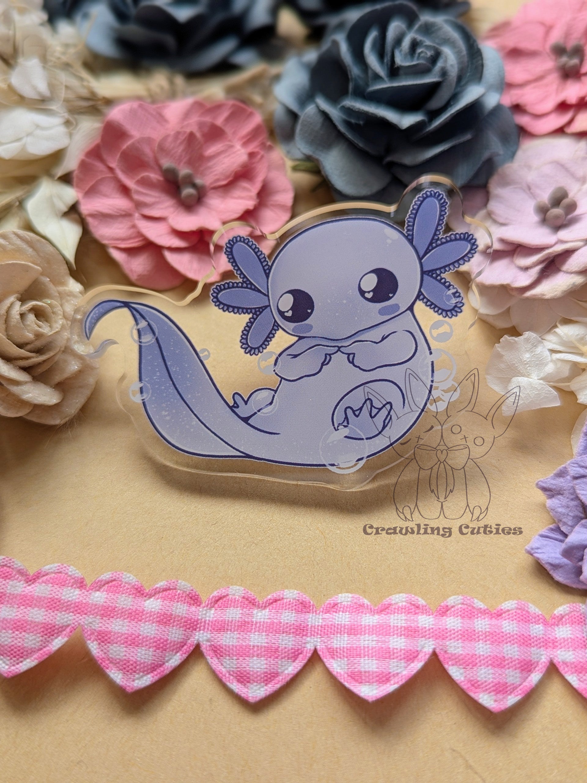 BLUE! Shy Axolotl Pin LARGE!