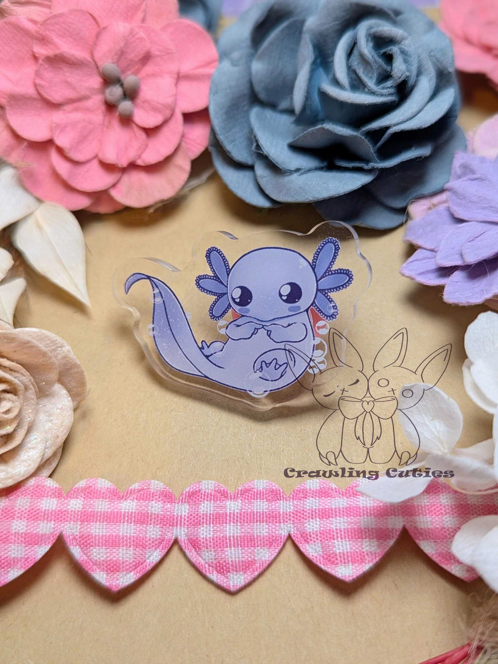 BLUE! Shy Axolotl Pin SMALL!