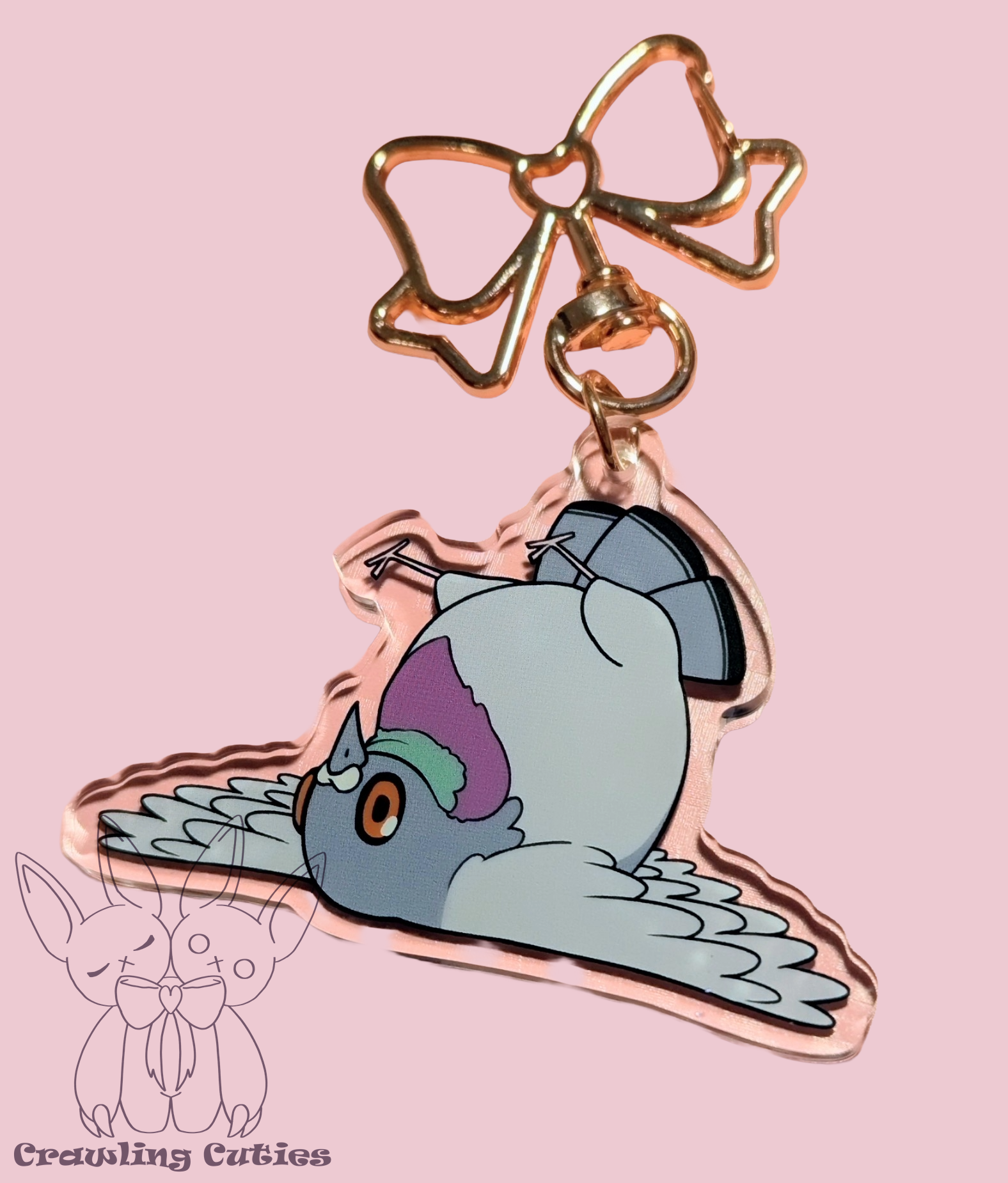 Fallen pigeon keychain