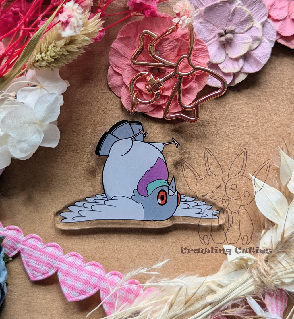 Fallen pigeon keychain