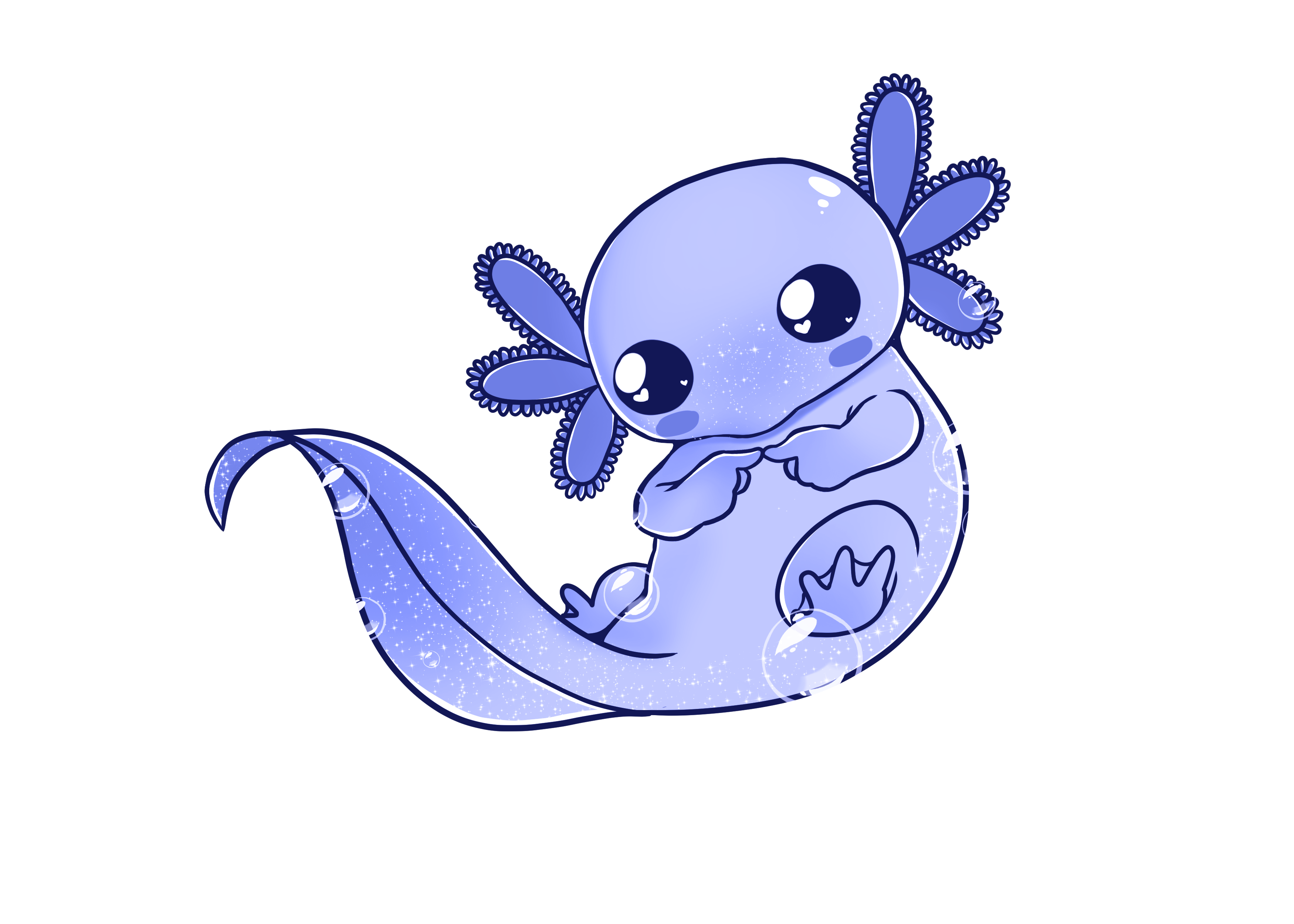 BLUE! Shy Axolotl Vinyl Sticker