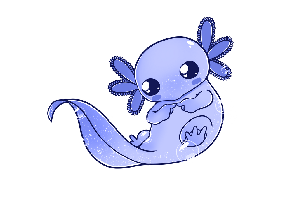 BLUE! Shy Axolotl Keychain SMALL!