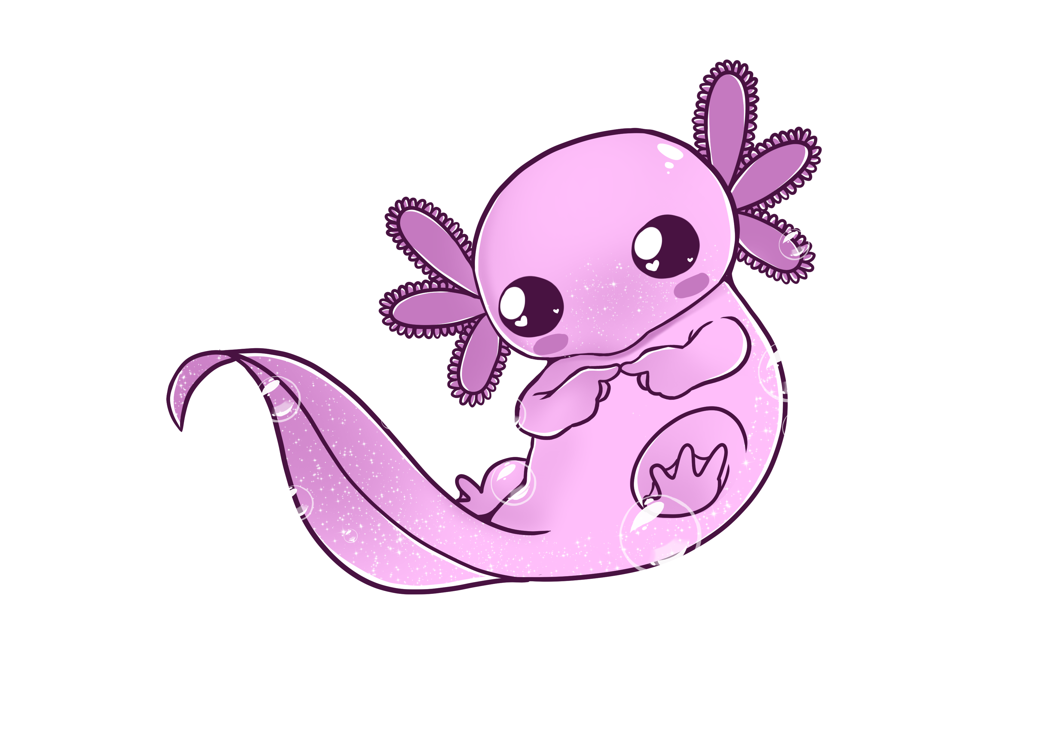 PINK! Shy Axolotl Pin LARGE!