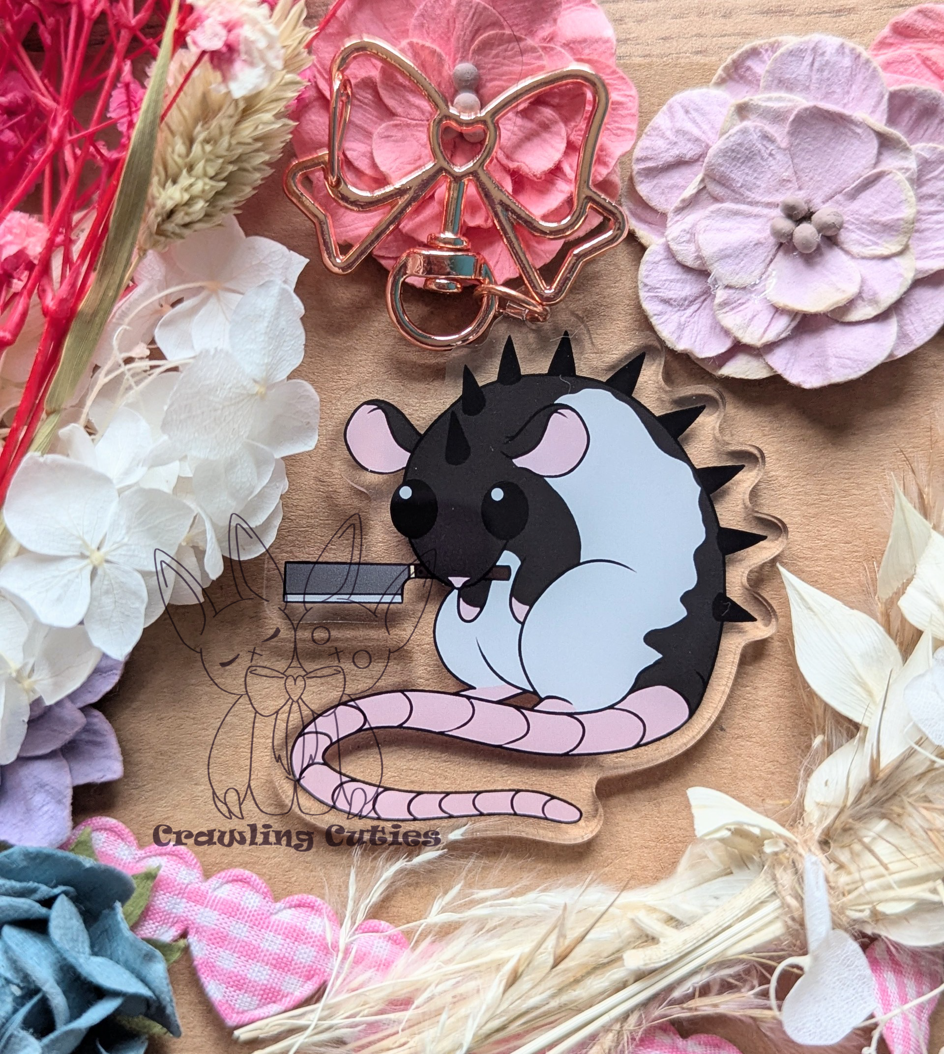 Little rat with a knife keychain