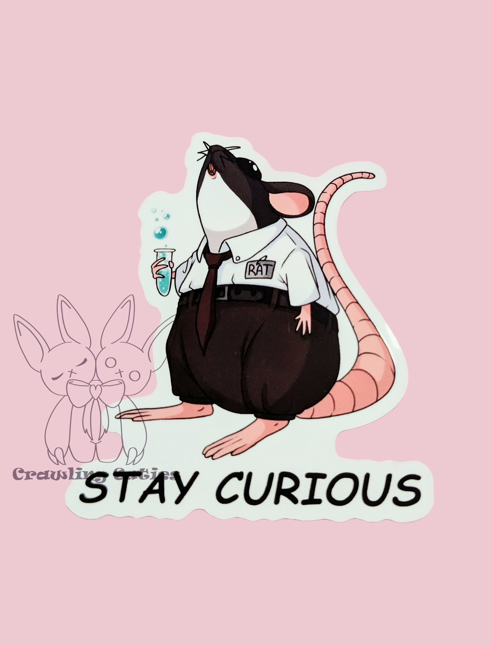 Stay curious! rat vinyl sticker